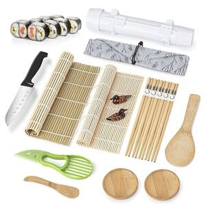 Sushi Making Kit, All in One Sushi Roller Set Maker Kit with Bamboo Rolling Mat